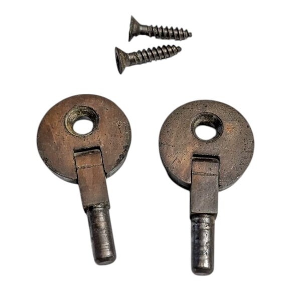 Vtg Singer Sewing Machine Cabinet 1 Hole Head Pin Hinges Brass Tone - Picture 1 of 6